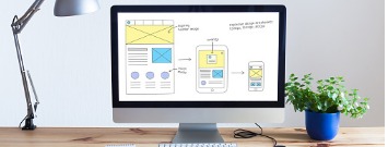 Responsive Web Design Website Wireframe-sketch-layout-on-computer-picture
